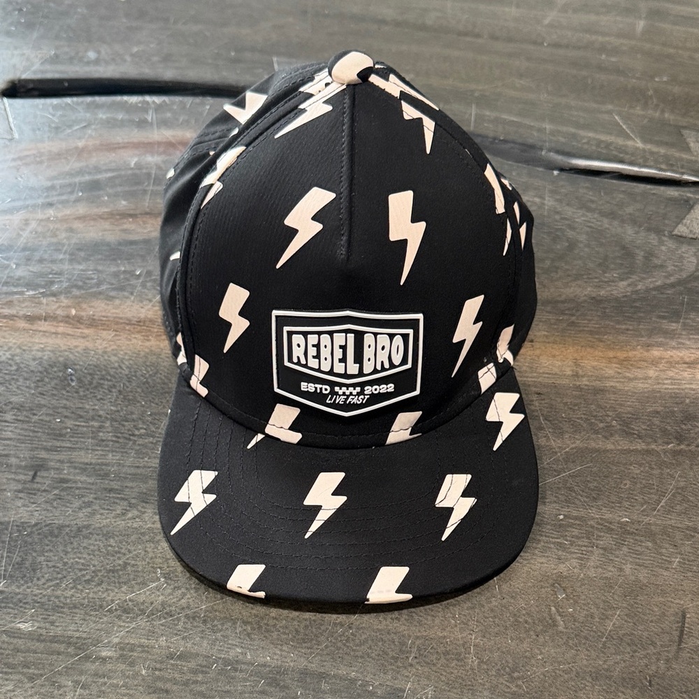 REBEL BRO Black Lightning Bolt Snapback Hat size Toddler